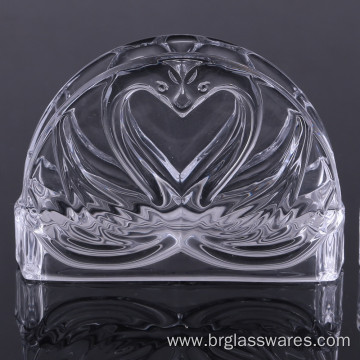 Unique Double Swan Design Crystal Glass Napkin Holder